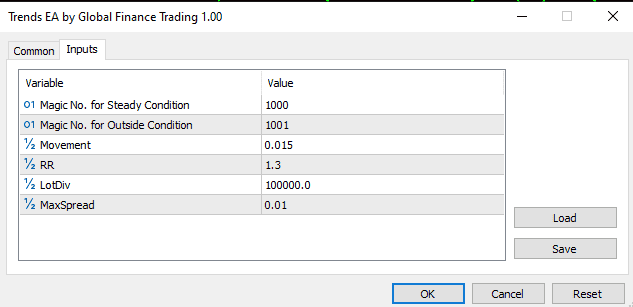 Settings for Algo