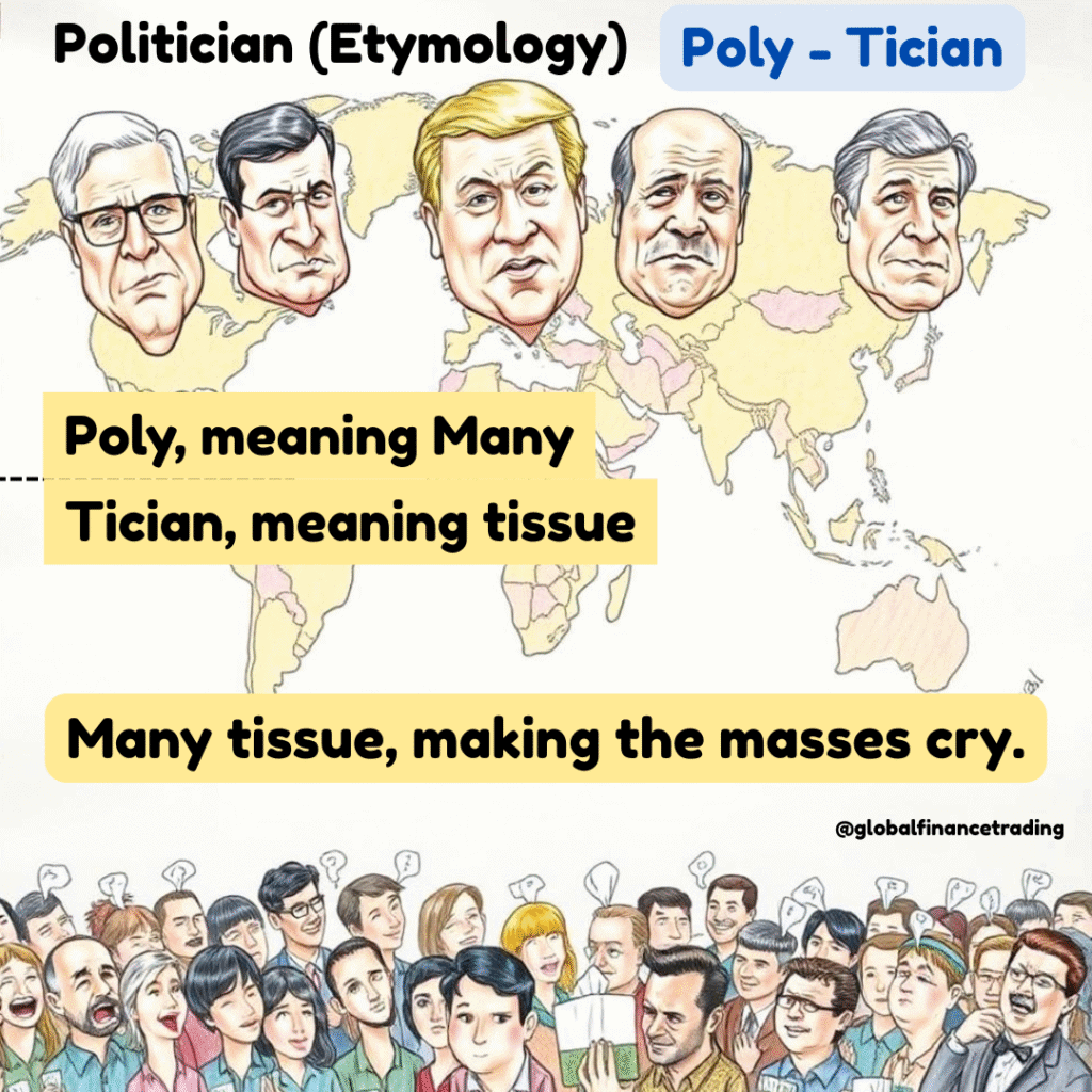 Etymology of politician funny meme
